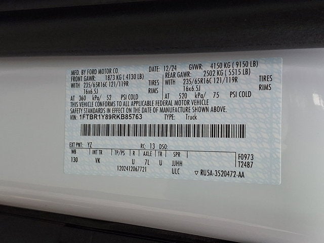 2024 Ford Transit-250 T-250 130" Low Rf 9070 GVWR RWD